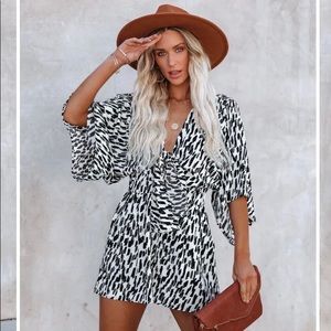 Scratch That Printed Pocketed Tie Romper - Vici